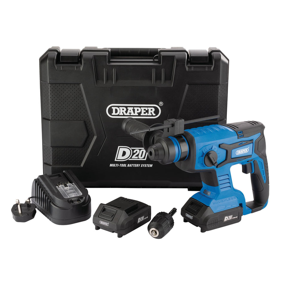 D20 20V Brushless SDS+ Rotary Hammer Drill with 2 x 2Ah Batteries and Charger: Model No. D20SDSD1.7JSET