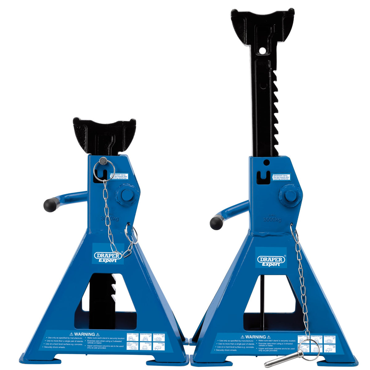 Draper Expert Pair of Pneumatic Rise Ratcheting Axle Stands, 3 Tonne : Model No. ARAS03-E