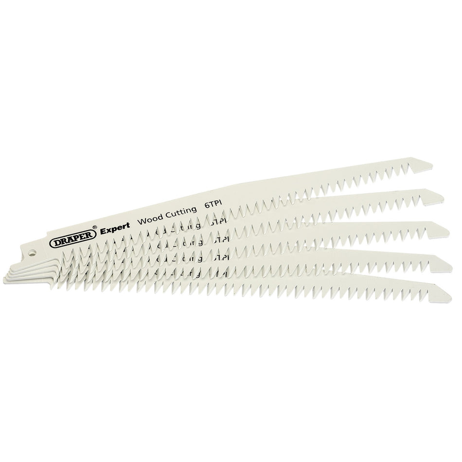 DRAPER Expert 150mm 6tpi Bi-Metal Reciprocating Saw Blades for Wood Cutting - Pack of 3 Blades: Model No.RSB/W