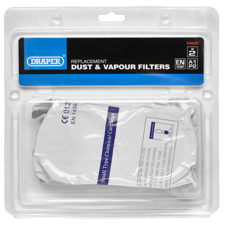 Spare A1P2 Filters (2) for Combined Vapour and Dust Respirator 03030: Model No. CFA1P2