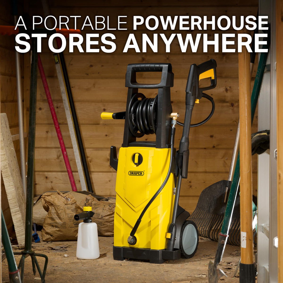 230V Pressure Washer, 2,200W, 165Bar, Yellow: Model No. PW2200/110D/YEL