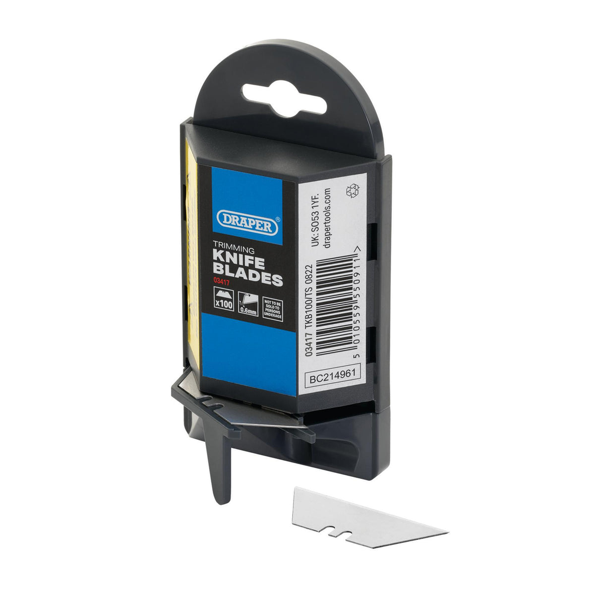 Heavy Duty Trimming Knife Blades with Single Blade Dispenser (Pack of 100) : Model No. TKB100