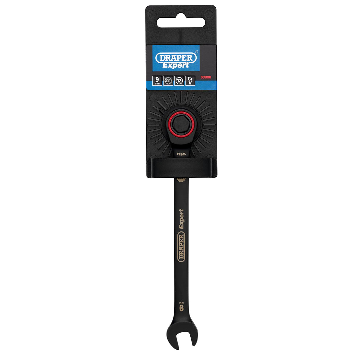 Draper Expert HI-TORQ Metric Ratchet Combination Spanner, 9mm, Black : Model No. 8241MM/BK