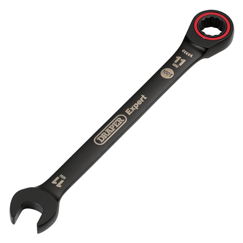 Draper Expert HI-TORQ Metric Ratchet Combination Spanner, 11mm, Black : Model No. 8241MM/BK