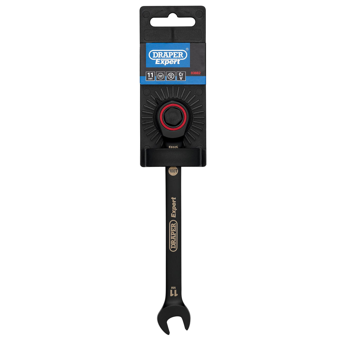 Draper Expert HI-TORQ Metric Ratchet Combination Spanner, 11mm, Black : Model No. 8241MM/BK