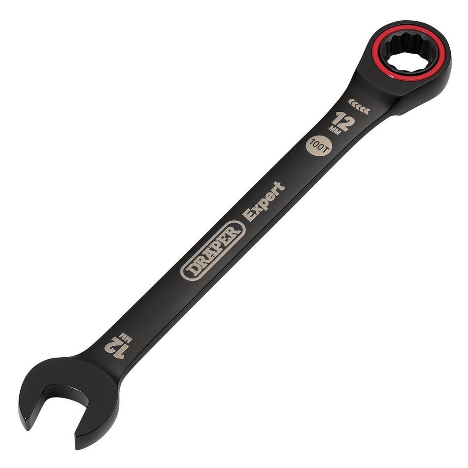 Draper Expert HI-TORQ Metric Ratchet Combination Spanner, 12mm, Black : Model No. 8241MM/BK