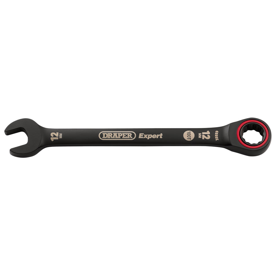 Draper Expert HI-TORQ Metric Ratchet Combination Spanner, 12mm, Black : Model No. 8241MM/BK