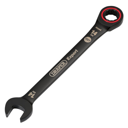 Draper Expert HI-TORQ Metric Ratchet Combination Spanner, 14mm, Black : Model No. 8241MM/BK