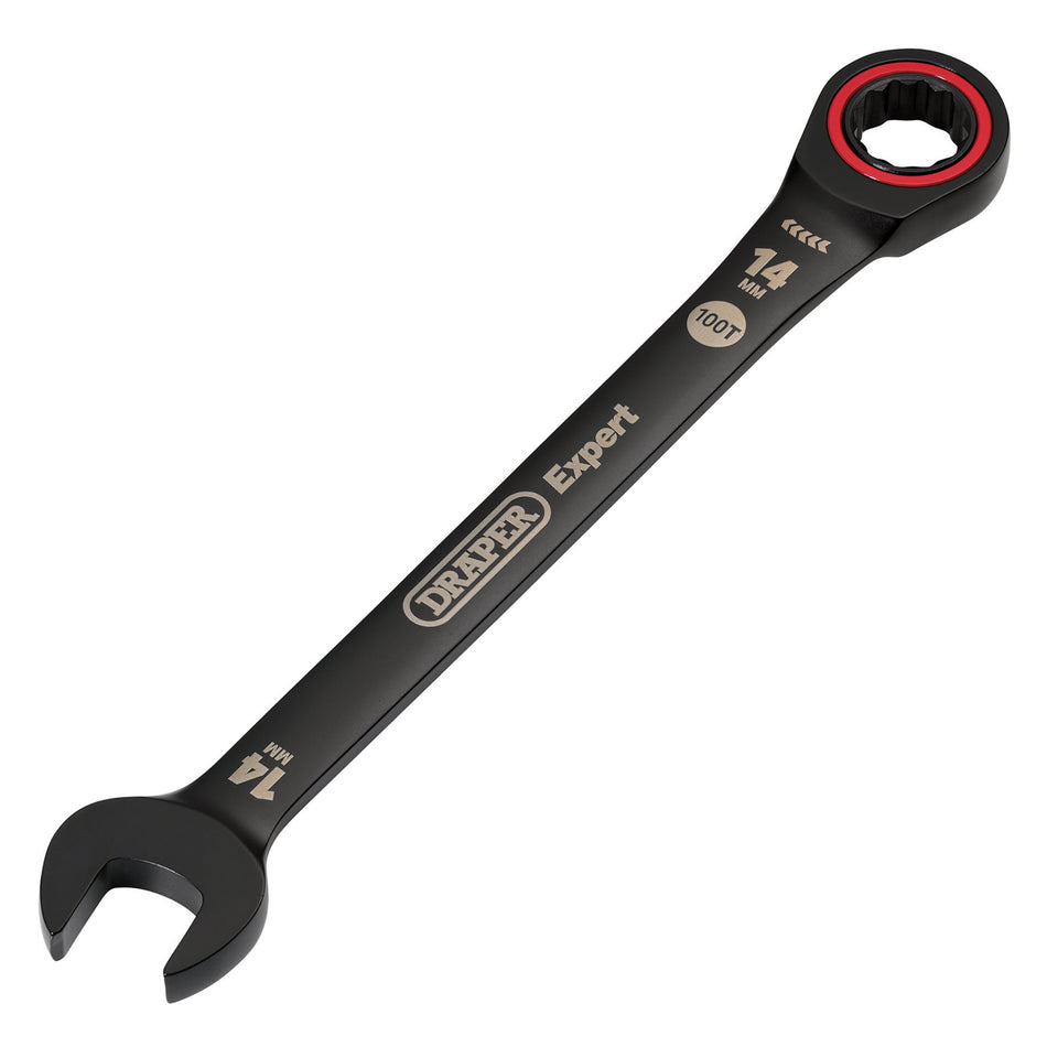 Draper Expert HI-TORQ Metric Ratchet Combination Spanner, 14mm, Black : Model No. 8241MM/BK