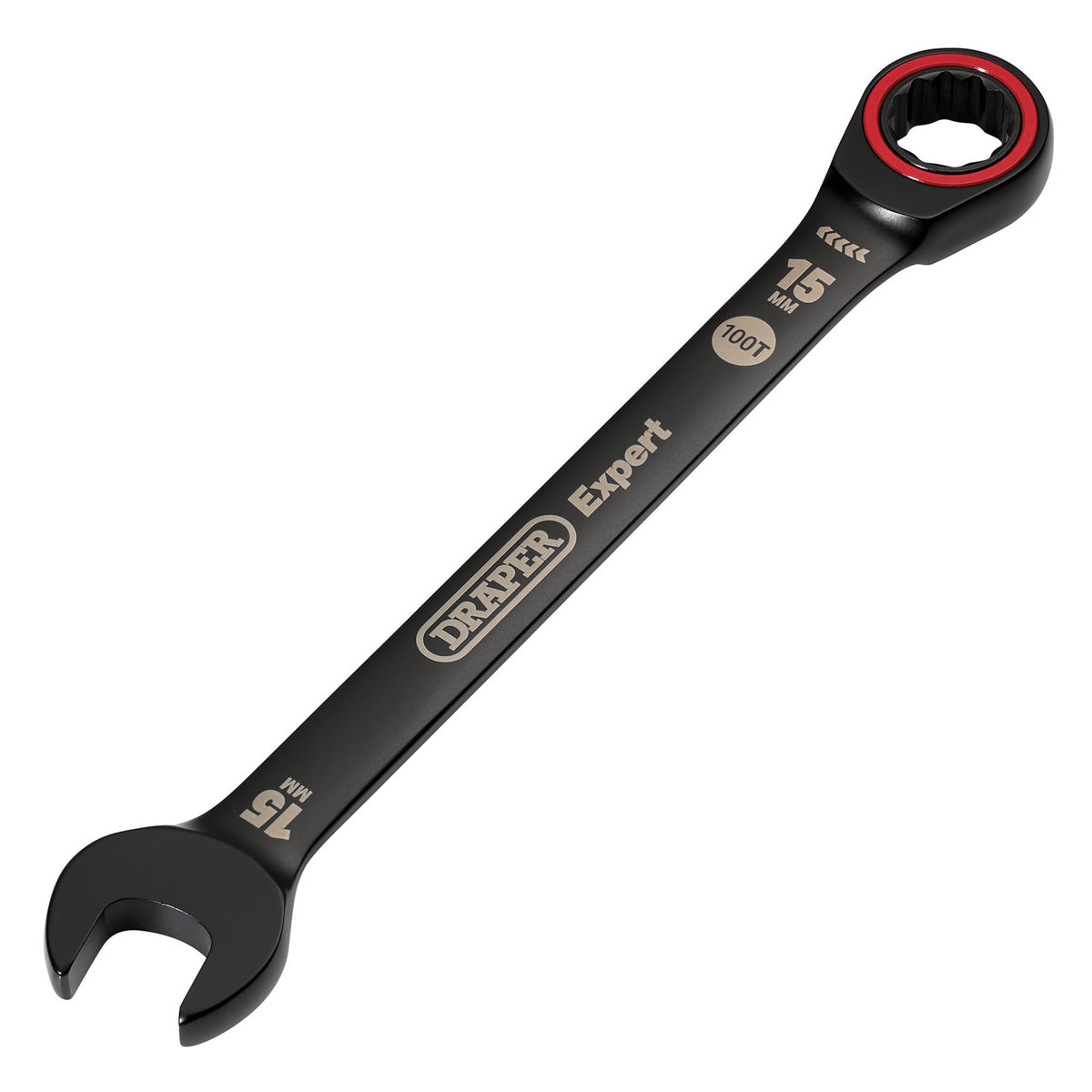 Draper Expert HI-TORQ Metric Ratchet Combination Spanner, 15mm, Black : Model No. 8241MM/BK