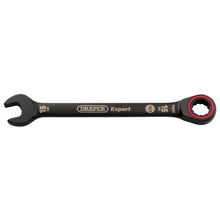 Draper Expert HI-TORQ Metric Ratchet Combination Spanner, 15mm, Black : Model No. 8241MM/BK