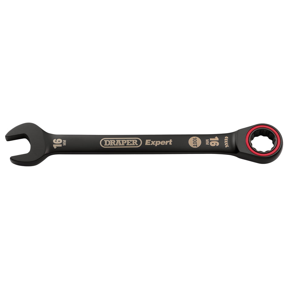 Draper Expert HI-TORQ Metric Ratchet Combination Spanner, 16mm, Black : Model No. 8241MM/BK
