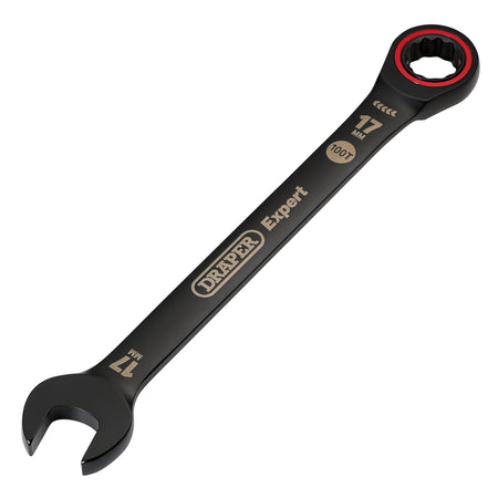Draper Expert HI-TORQ Metric Ratchet Combination Spanner, 17mm, Black : Model No. 8241MM/BK