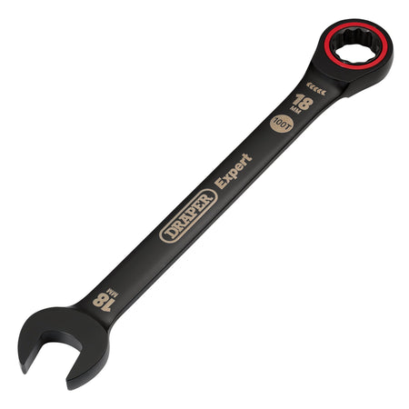 Draper Expert HI-TORQ Metric Ratchet Combination Spanner, 18mm, Black : Model No. 8241MM/BK