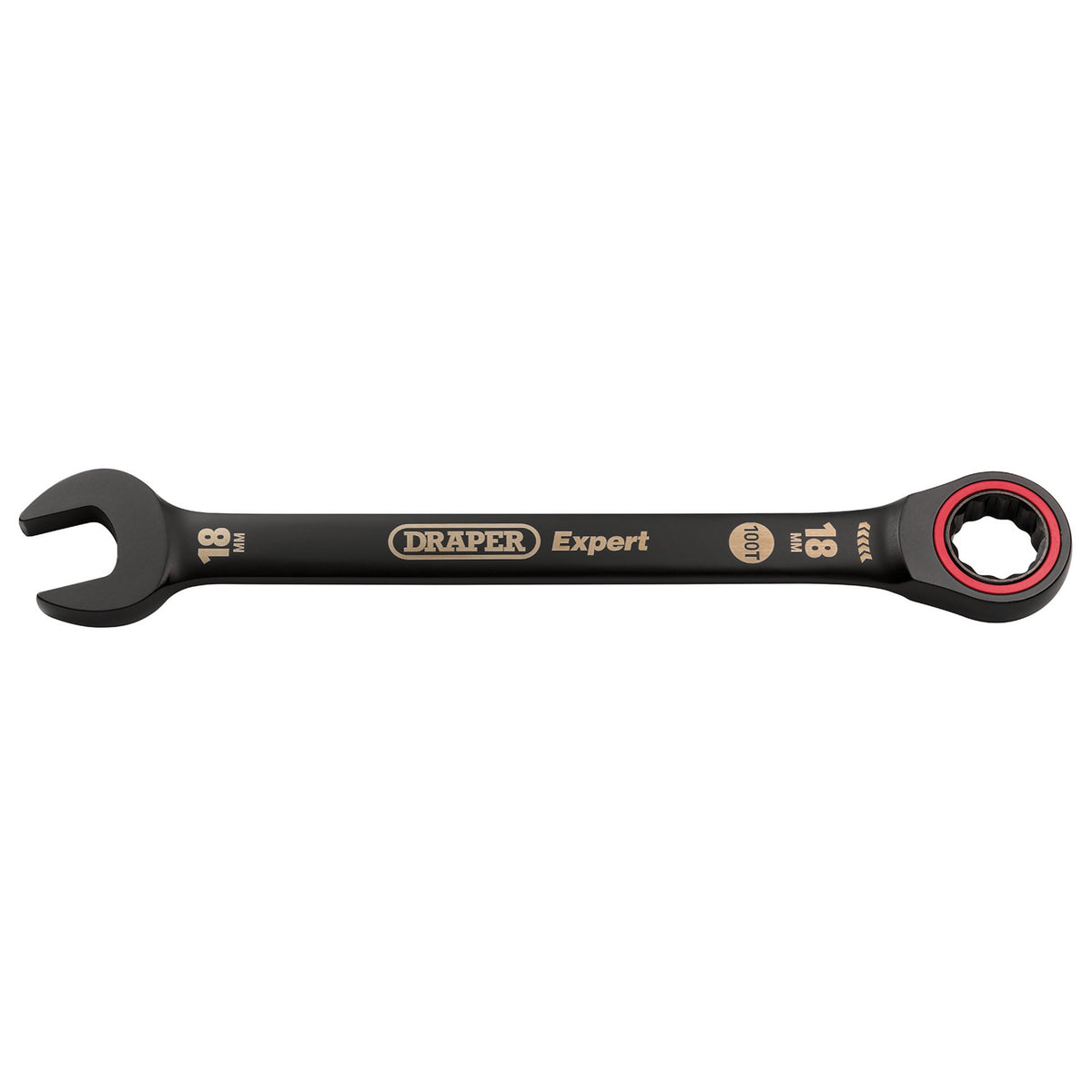 Draper Expert HI-TORQ Metric Ratchet Combination Spanner, 18mm, Black : Model No. 8241MM/BK