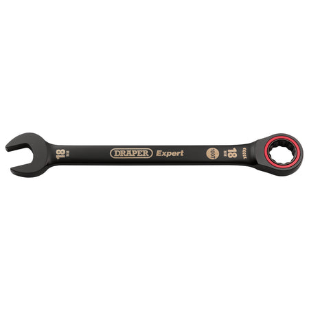 Draper Expert HI-TORQ Metric Ratchet Combination Spanner, 18mm, Black : Model No. 8241MM/BK