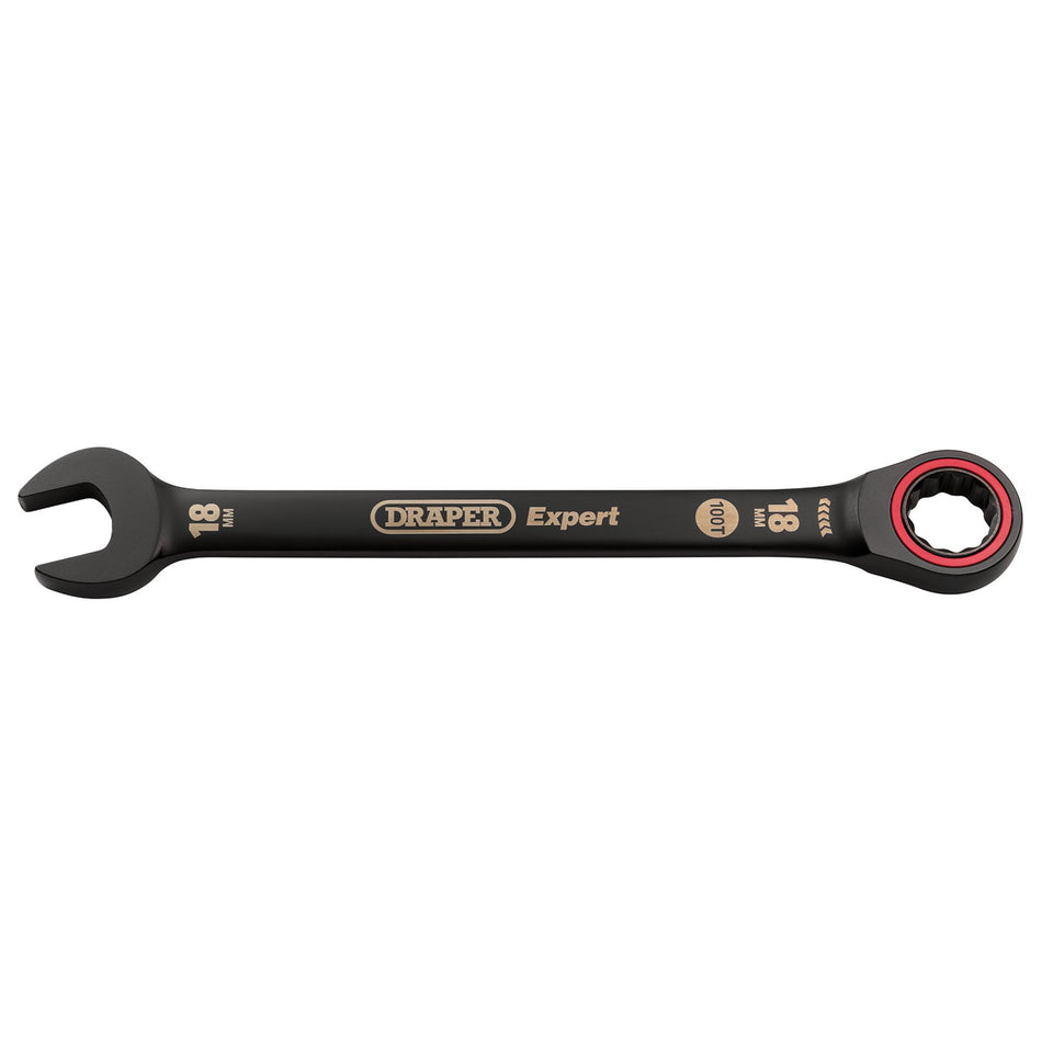 Draper Expert HI-TORQ Metric Ratchet Combination Spanner, 18mm, Black : Model No. 8241MM/BK