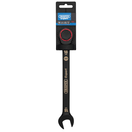 Draper Expert HI-TORQ Metric Ratchet Combination Spanner, 18mm, Black : Model No. 8241MM/BK