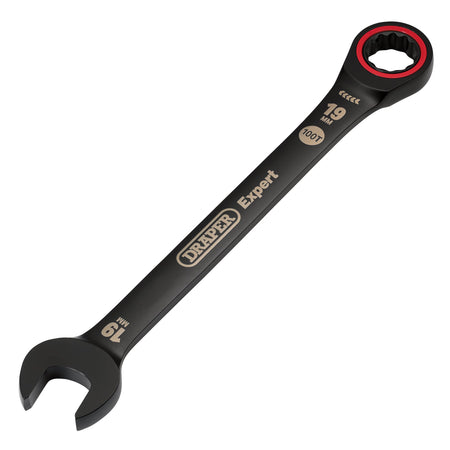 Draper Expert HI-TORQ Metric Ratchet Combination Spanner, 19mm, Black : Model No. 8241MM/BK