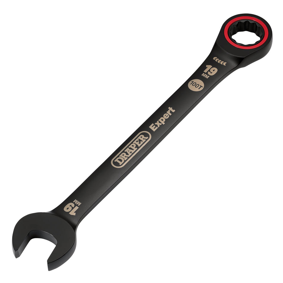 Draper Expert HI-TORQ Metric Ratchet Combination Spanner, 19mm, Black : Model No. 8241MM/BK