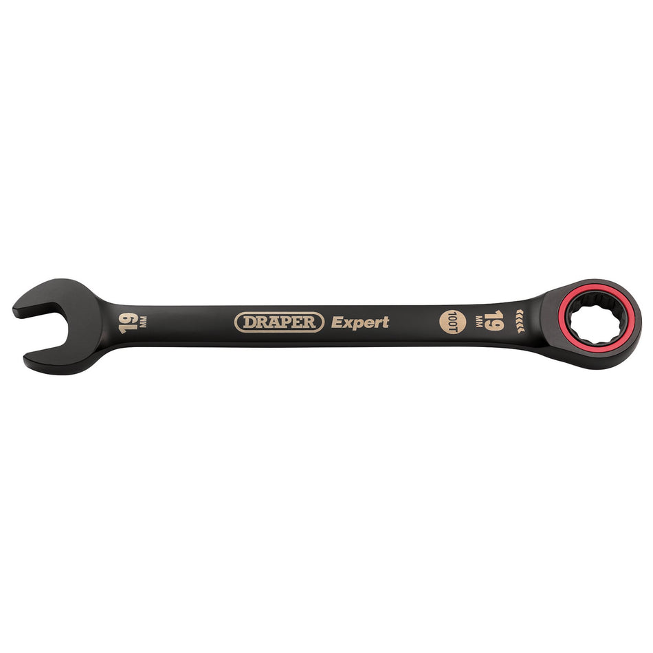 Draper Expert HI-TORQ Metric Ratchet Combination Spanner, 19mm, Black : Model No. 8241MM/BK