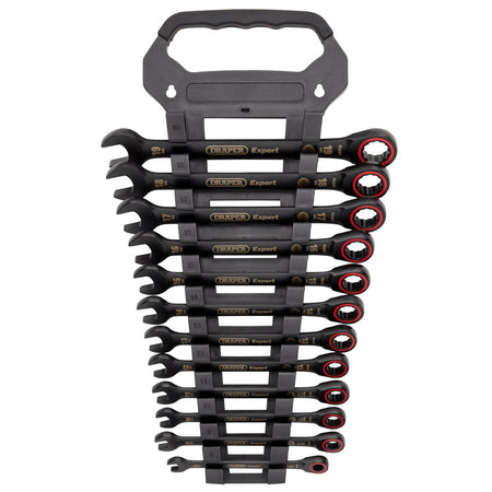 Draper Expert HI-TORQ Metric Ratchet Combination Spanner Set, Black (12 Piece) : Model No. 8241MM/BK/12