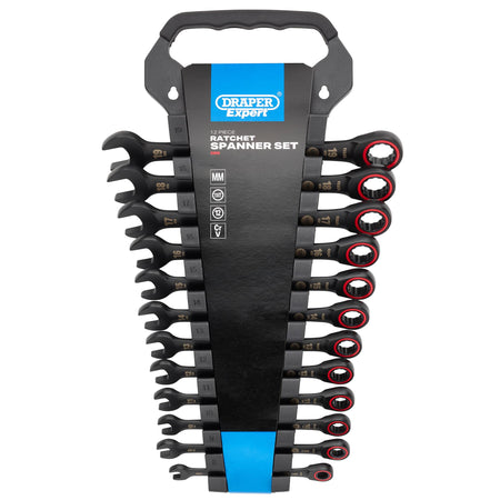 Draper Expert HI-TORQ Metric Ratchet Combination Spanner Set, Black (12 Piece) : Model No. 8241MM/BK/12