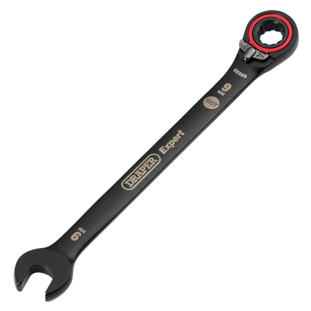 Draper Expert HI-TORQ Metric Reversible Ratchet Combination Spanner, 9mm, Black: No.8241RMM/BK