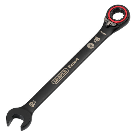 Draper Expert HI-TORQ Metric Reversible Ratchet Combination Spanner, 10mm, Black: No.8241RMM/BK