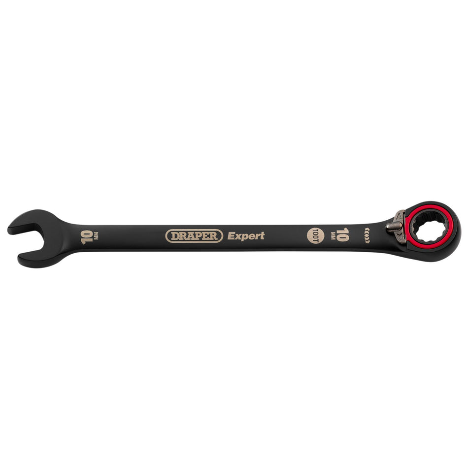 Draper Expert HI-TORQ Metric Reversible Ratchet Combination Spanner, 10mm, Black: No.8241RMM/BK