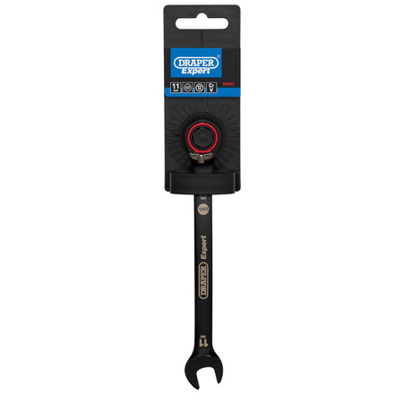 Draper Expert HI-TORQ Metric Reversible Ratchet Combination Spanner, 11mm, Black: No.8241RMM/BK