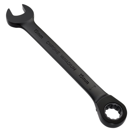 Draper Expert HI-TORQ Metric Reversible Ratchet Combination Spanner, 15mm, Black: No.8241RMM/BK