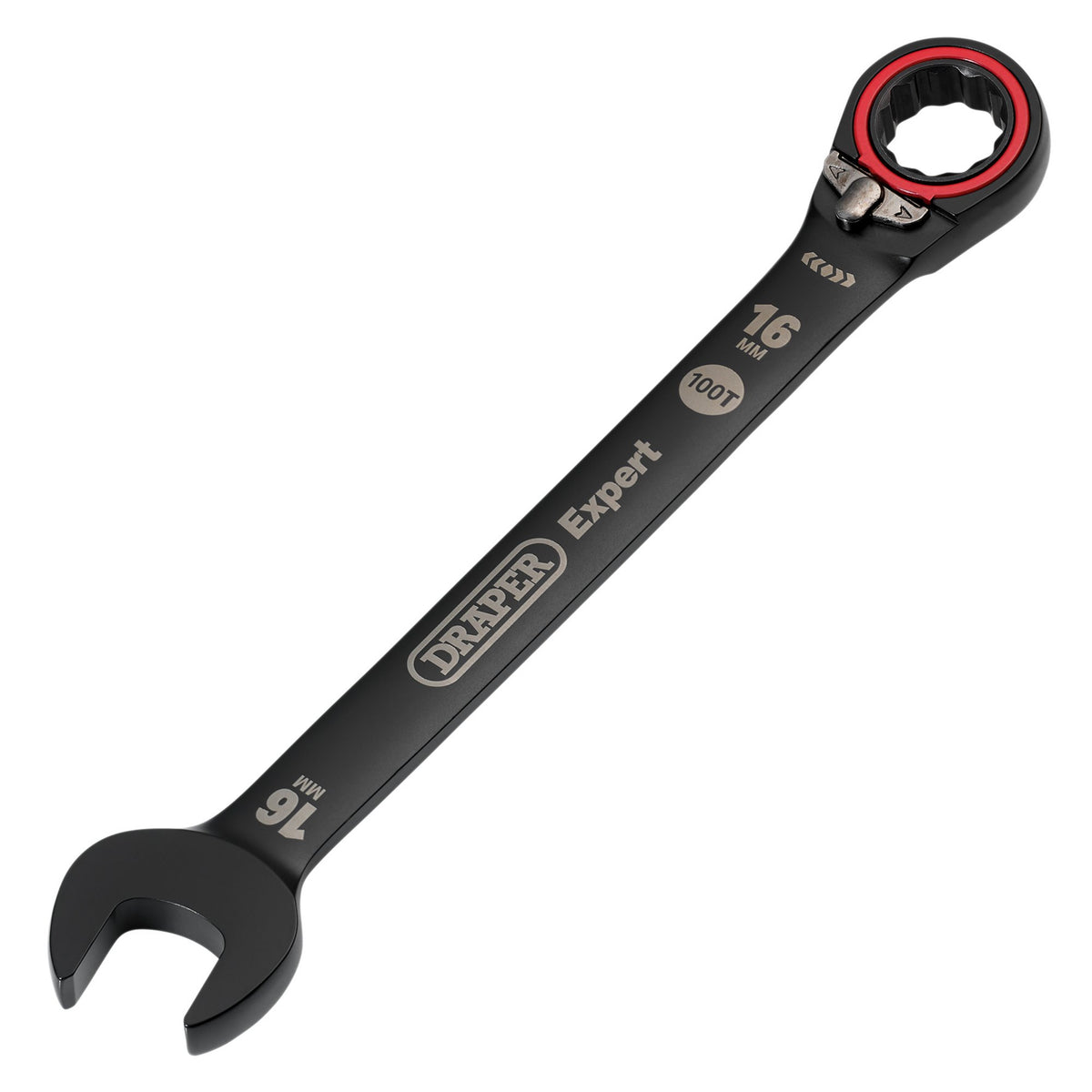 Draper Expert HI-TORQ Metric Reversible Ratchet Combination Spanner, 16mm, Black: No.8241RMM/BK