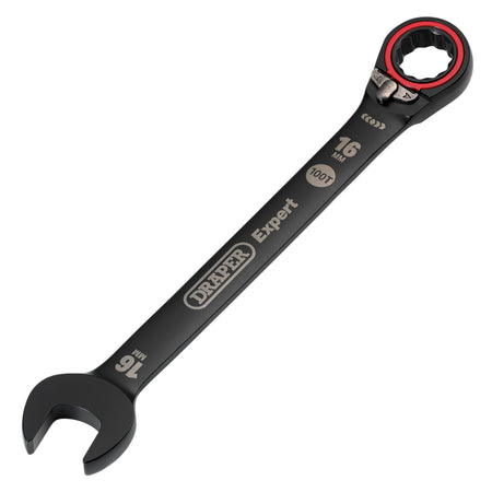 Draper Expert HI-TORQ Metric Reversible Ratchet Combination Spanner, 16mm, Black: No.8241RMM/BK