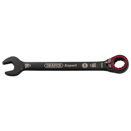 Draper Expert HI-TORQ Metric Reversible Ratchet Combination Spanner, 16mm, Black: No.8241RMM/BK