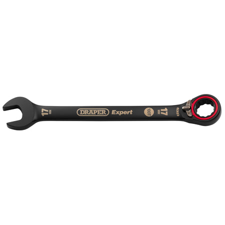 Draper Expert HI-TORQ Metric Reversible Ratchet Combination Spanner, 17mm, Black: No.8241RMM/BK