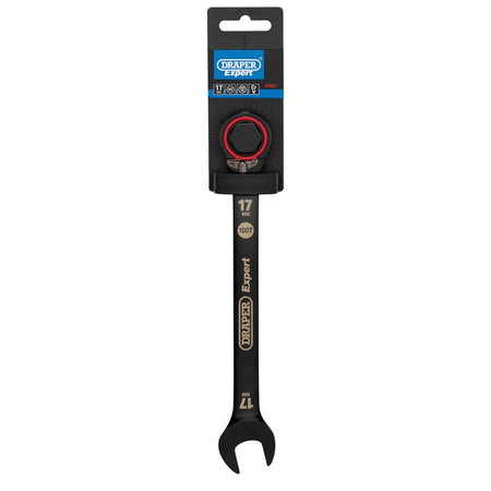 Draper Expert HI-TORQ Metric Reversible Ratchet Combination Spanner, 17mm, Black: No.8241RMM/BK