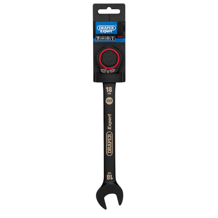 Draper Expert HI-TORQ Metric Reversible Ratchet Combination Spanner, 18mm, Black: No.8241RMM/BK