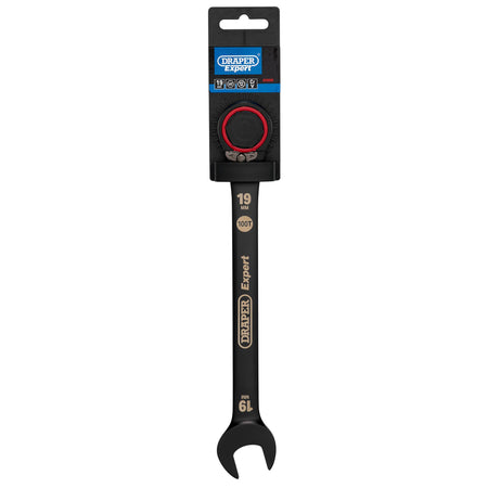 Draper Expert HI-TORQ Metric Reversible Ratchet Combination Spanner, 19mm, Black: No.8241RMM/BK