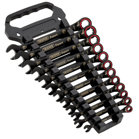 Draper Expert HI-TORQ Metric Reversible Ratchet Combination Spanner Set, Black (12 Piece): No.8241RMM/BK/12