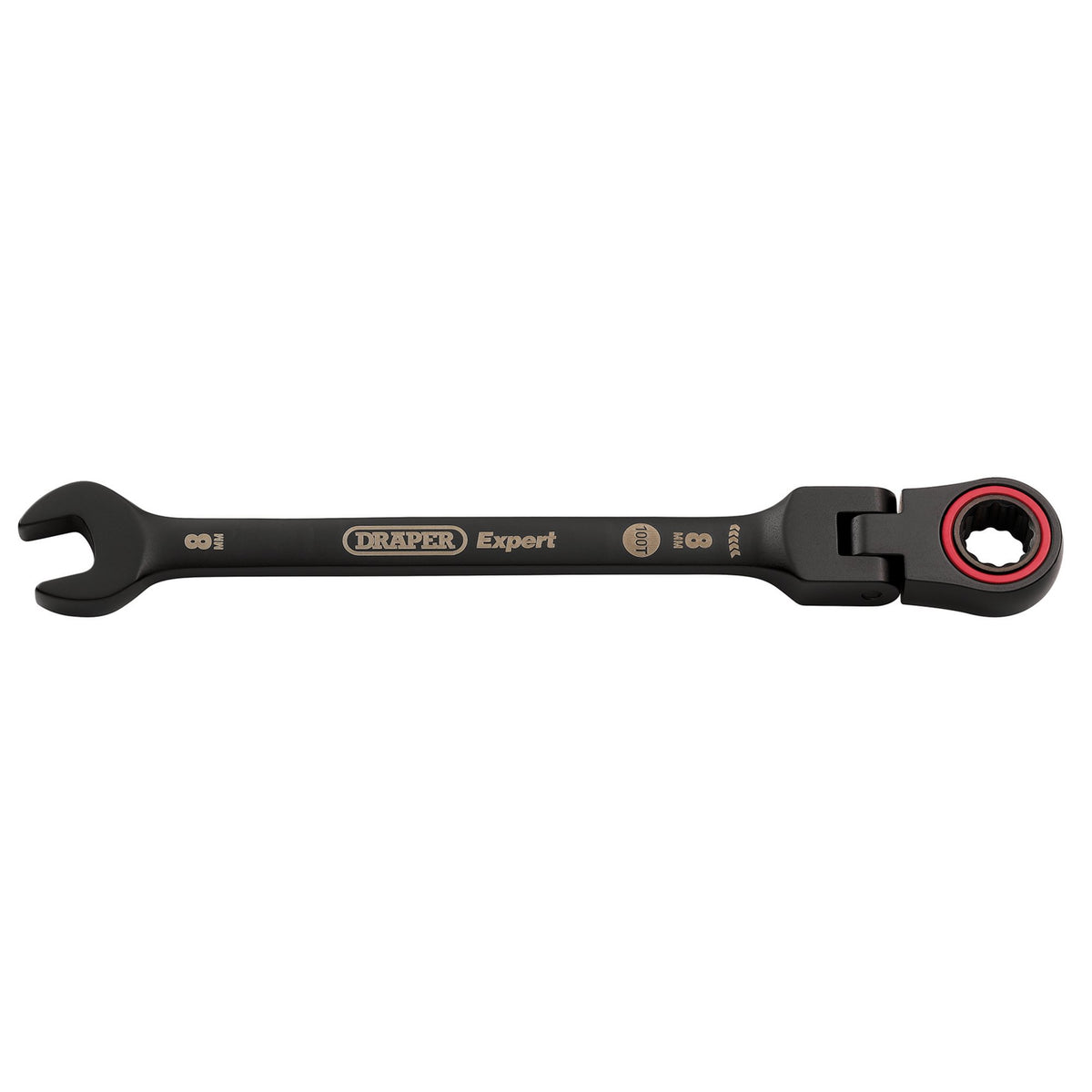 Draper Expert HI-TORQ Metric Flexible Head Ratchet Combination Spanner, 8mm, Black : Model No. 8241FMM/BK