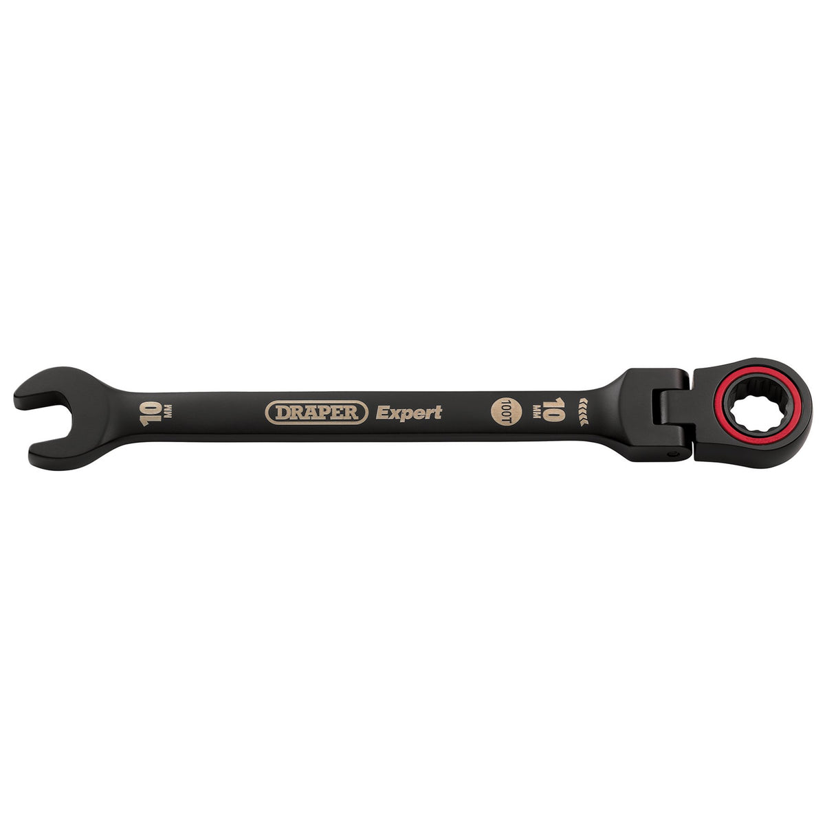 Draper Expert HI-TORQ Metric Flexible Head Ratchet Combination Spanner, 10mm, Black : Model No. 8241FMM/BK