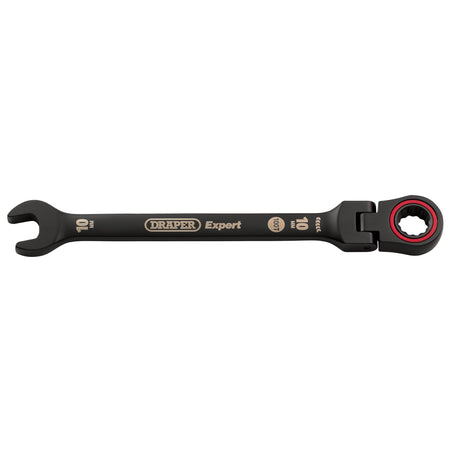Draper Expert HI-TORQ Metric Flexible Head Ratchet Combination Spanner, 10mm, Black : Model No. 8241FMM/BK
