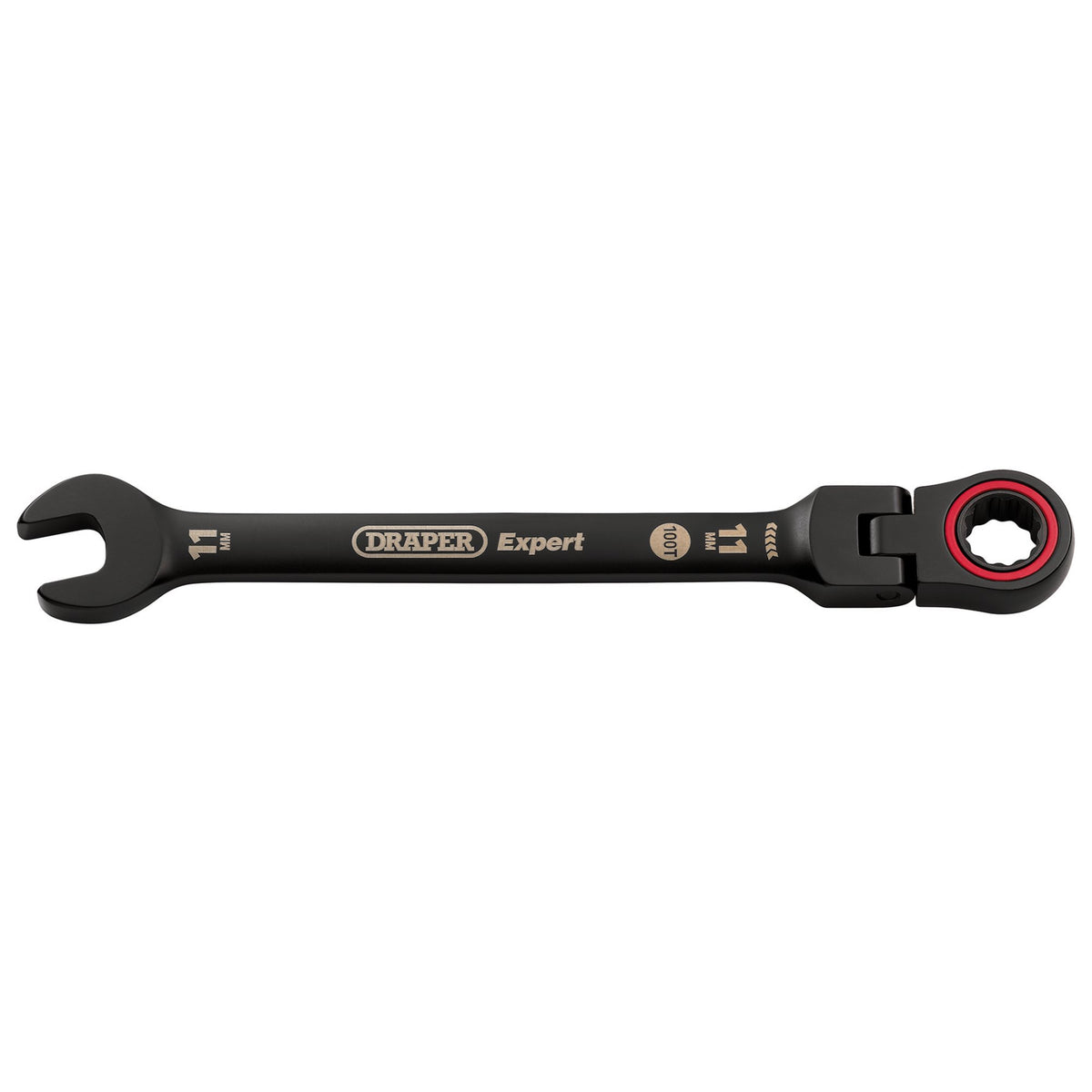 Draper Expert HI-TORQ Metric Flexible Head Ratchet Combination Spanner, 11mm, Black : Model No. 8241FMM/BK