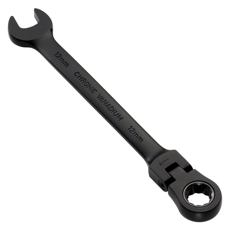 Draper Expert HI-TORQ Metric Flexible Head Ratchet Combination Spanner, 12mm, Black : Model No. 8241FMM/BK