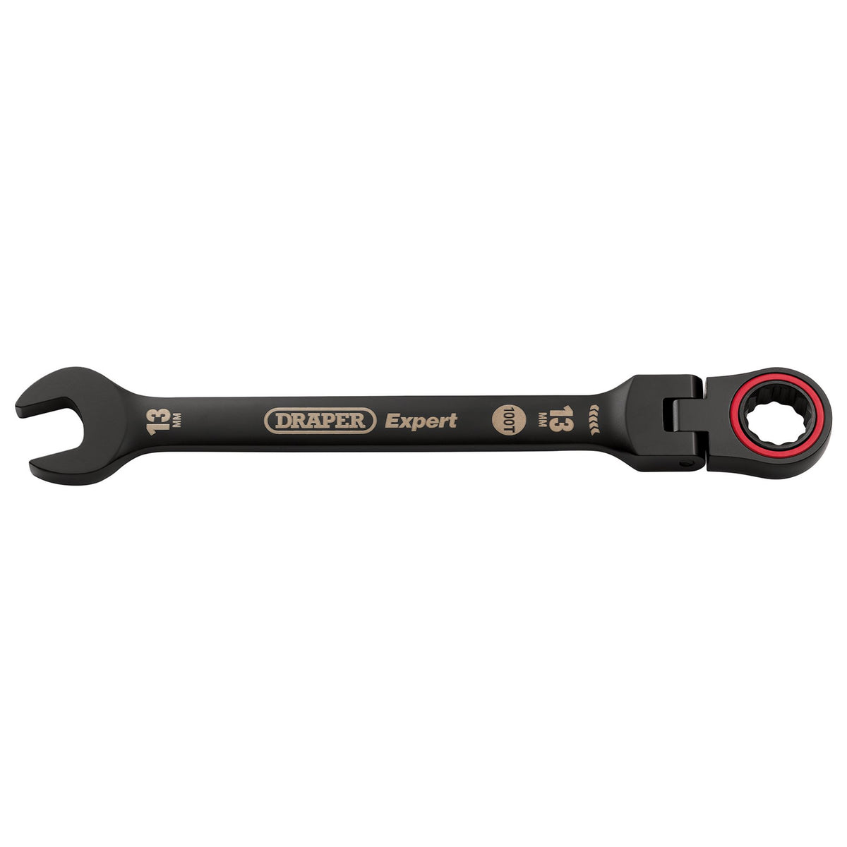 Draper Expert HI-TORQ Metric Flexible Head Ratchet Combination Spanner, 13mm, Black : Model No. 8241FMM/BK