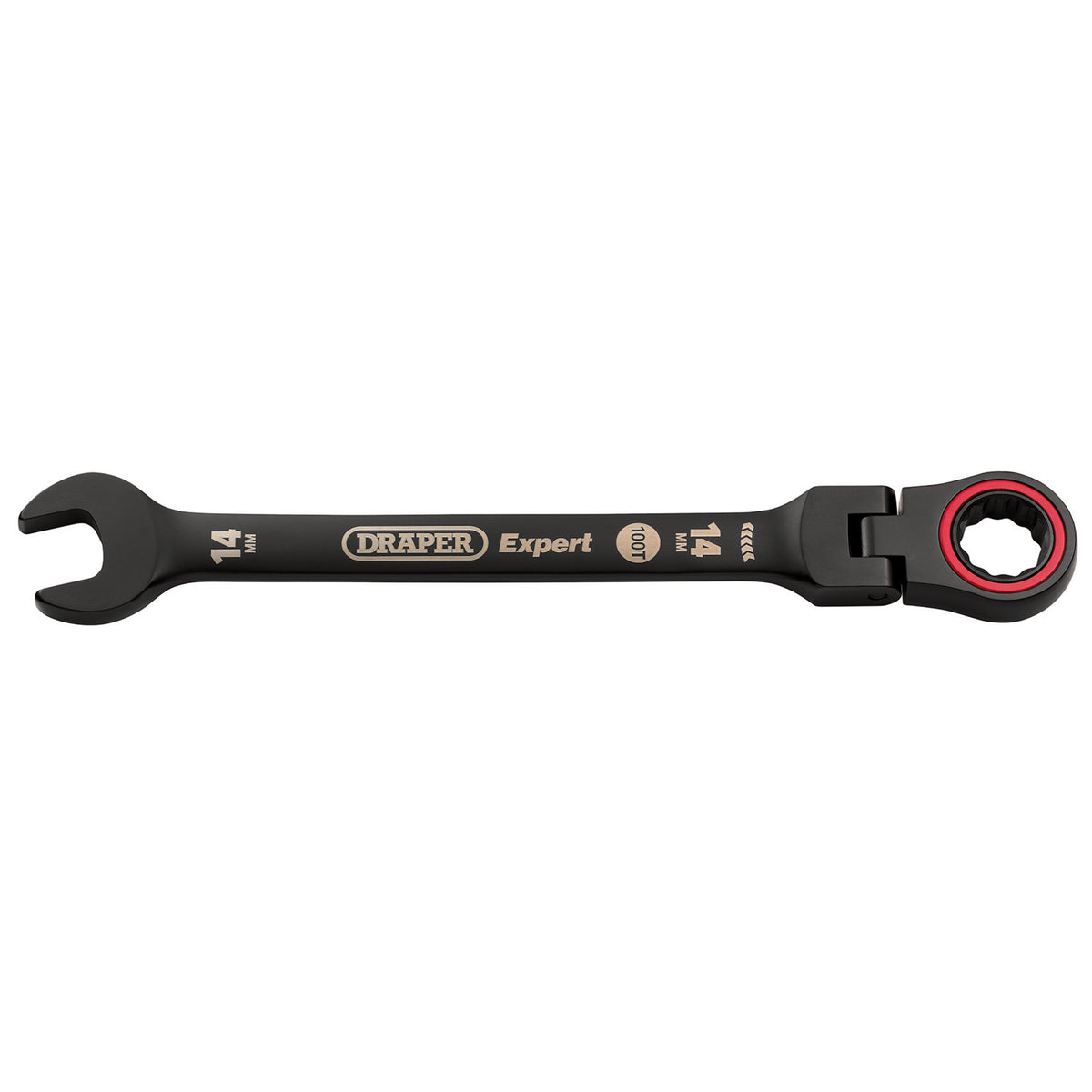 Draper Expert HI-TORQ Metric Flexible Head Ratchet Combination Spanner, 14mm, Black : Model No. 8241FMM/BK