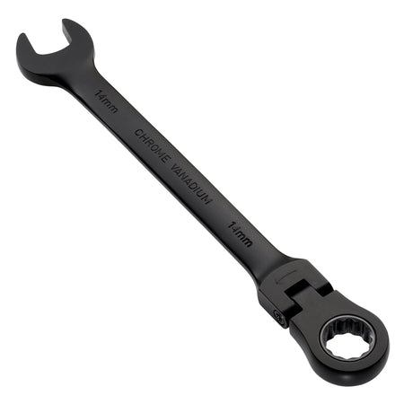 Draper Expert HI-TORQ Metric Flexible Head Ratchet Combination Spanner, 14mm, Black : Model No. 8241FMM/BK