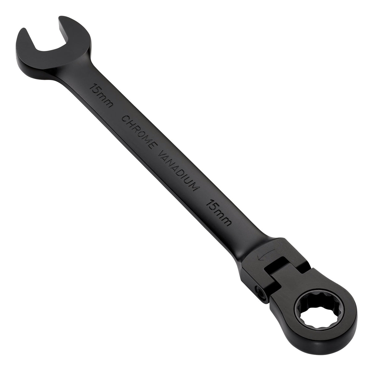 Draper Expert HI-TORQ Metric Flexible Head Ratchet Combination Spanner, 15mm, Black : Model No. 8241FMM/BK
