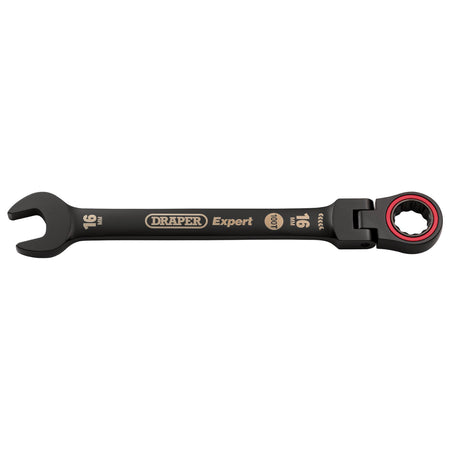 Draper Expert HI-TORQ Metric Flexible Head Ratchet Combination Spanner, 16mm, Black : Model No. 8241FMM/BK